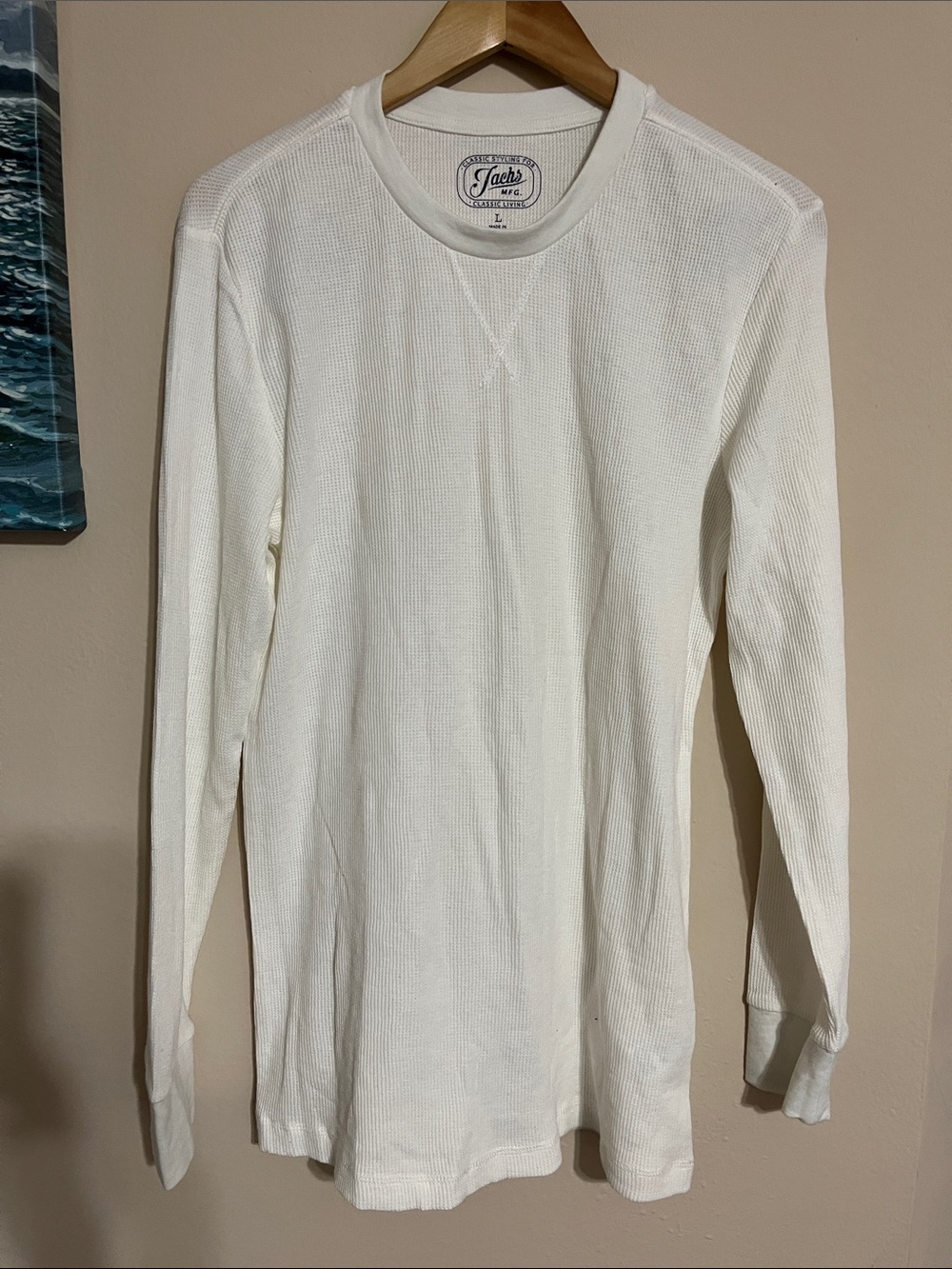 Jachs Men's Cream Waffle Thermal Long Sleeve Shirt